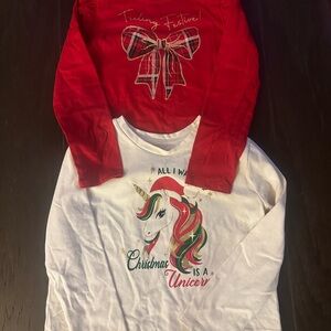 Lot of Girls Christmas Shirts - Size 5-6